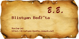 Blistyan Beáta névjegykártya